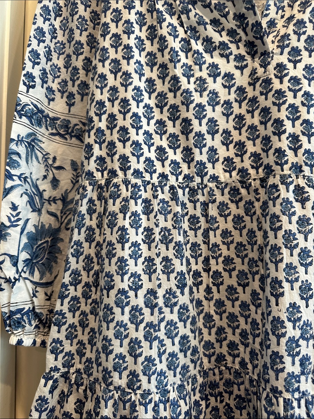 Madison Mathew’s Blue & White Floral Tiered Midi Dress - Picture 2 of 3